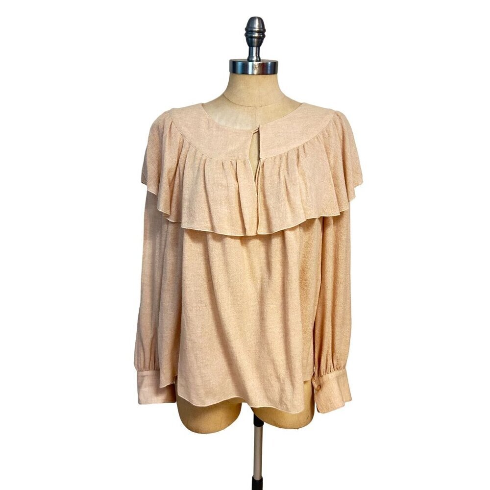 See By Chloé Peasant Blouse Top Cold Shoulder Viscose Wool Blend Sz 40 US Large